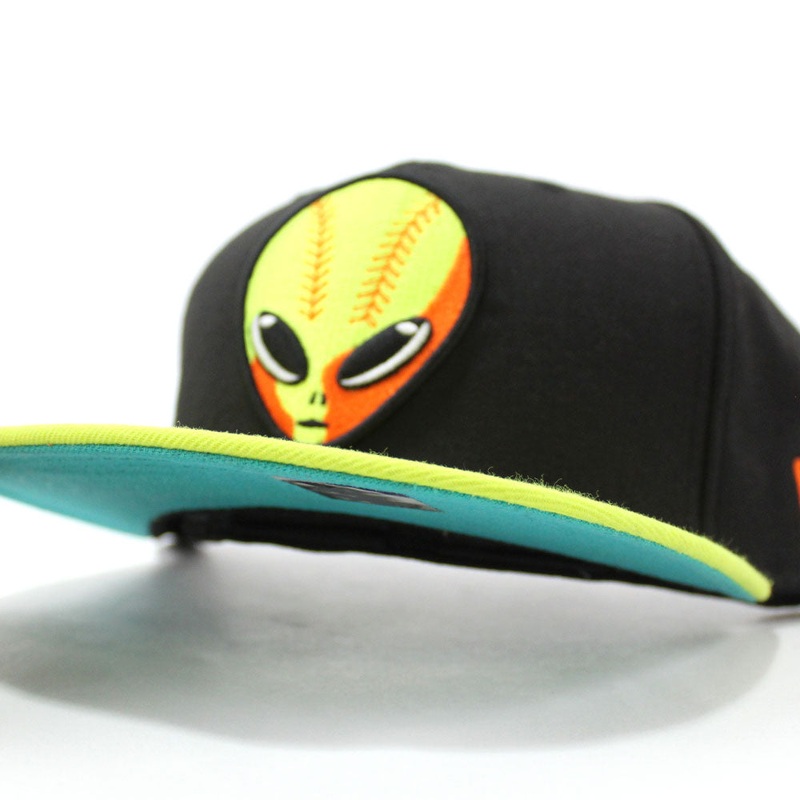Las Vegas 51s New Era 59Fifty Fitted Hat (Black Lime Teal Under Brim) 7