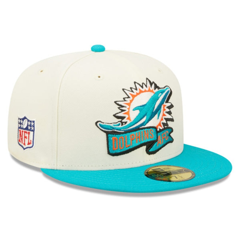 Miami Dolphins New Era 2022 NFL Sideline 59FIFTY Fitted Hat – Chrome/Aqua 7 7/8