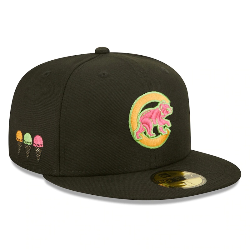 New Era Chicago Cubs Black Summer Sherbet 59FIFTY Fitted Hat