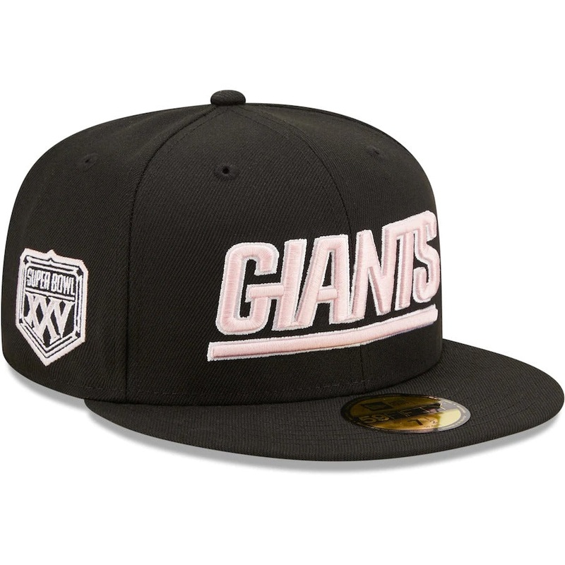New Era New York Giants Black Super Bowl XXV Pink Undervisor 59FIFTY Fitted Hat