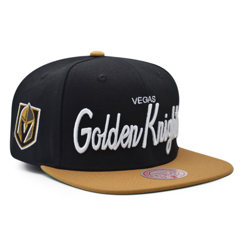 Vegas Golden Knights Mitchell & Ness NHL VINTAGE SCRIPT Snapback Adjustable Hat – Black/Bronze