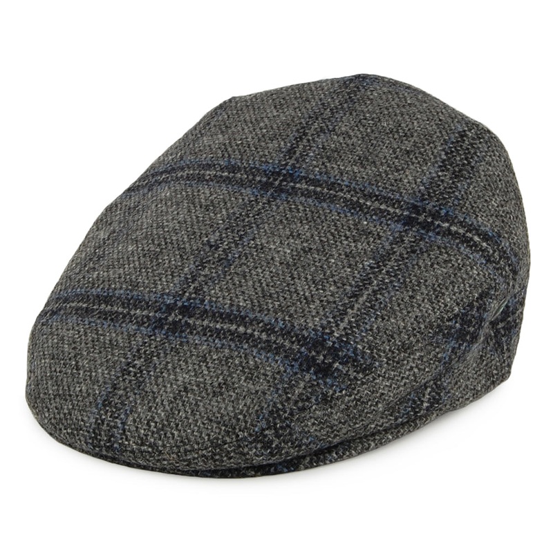 City Sport Windowpane Virgin English Wool Flat Cap – Grey 55