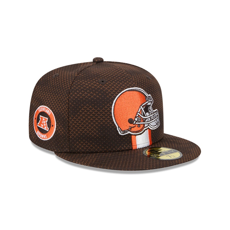 Cleveland Browns New Era 2024 Sideline 59FIFTY Fitted Hat -Brown 6 7/8