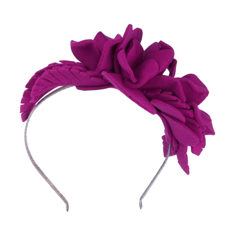 Failsworth Hats Floral Wool Felt Headband – Fuchsia 1-Size