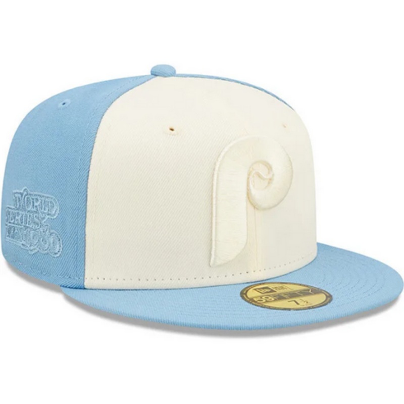 New Era Philadelphia Phillies Mens Light Blue Tonal 2 Tone 59FIFTY Fitted Hat