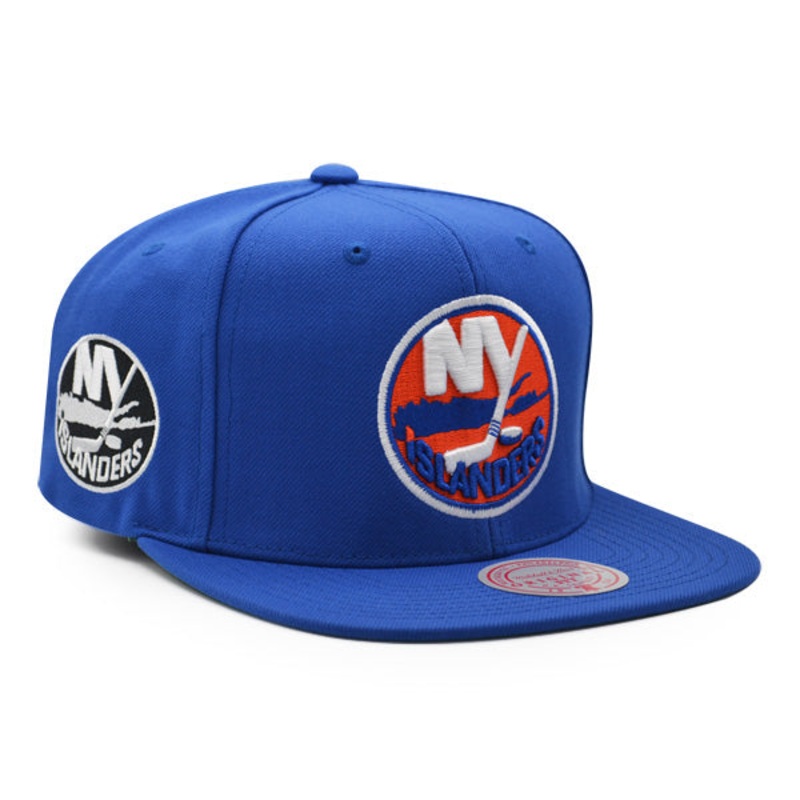 New York Islanders Mitchell & Ness NHL ALTERNATE FLIP Snapback Adjustable Hat – Royal/Orange