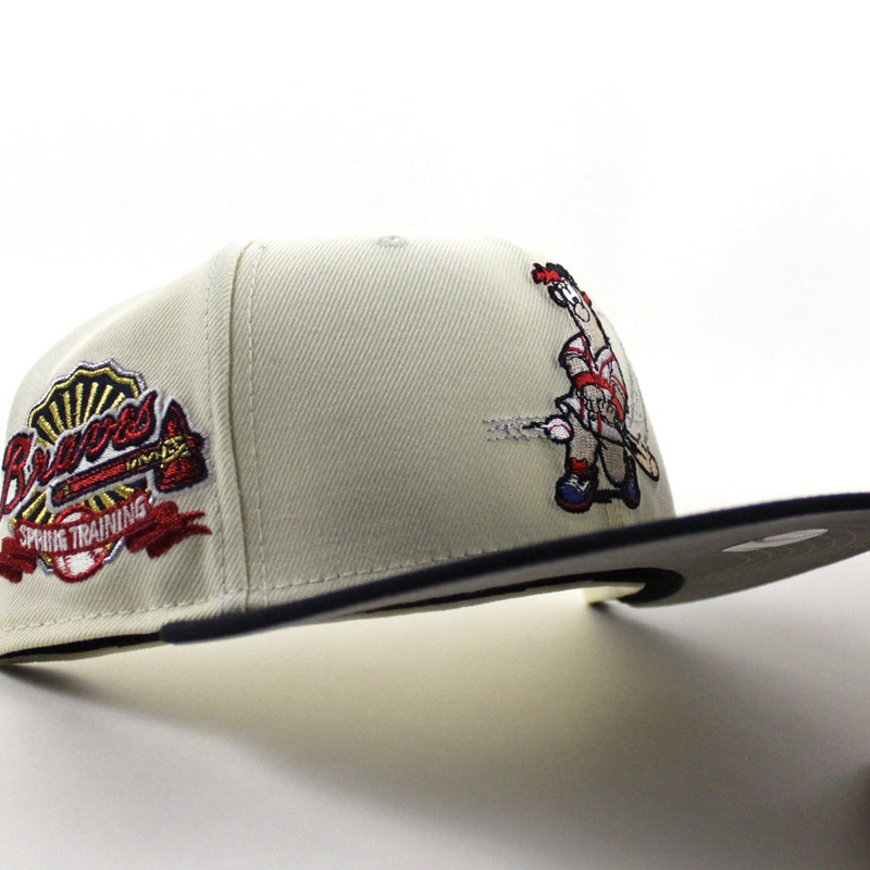 Atlanta Braves BLOOPER Spring Training Patch New Era 59Fifty Fitted Hat (Chrome White Navy Gray Under Brim) 7