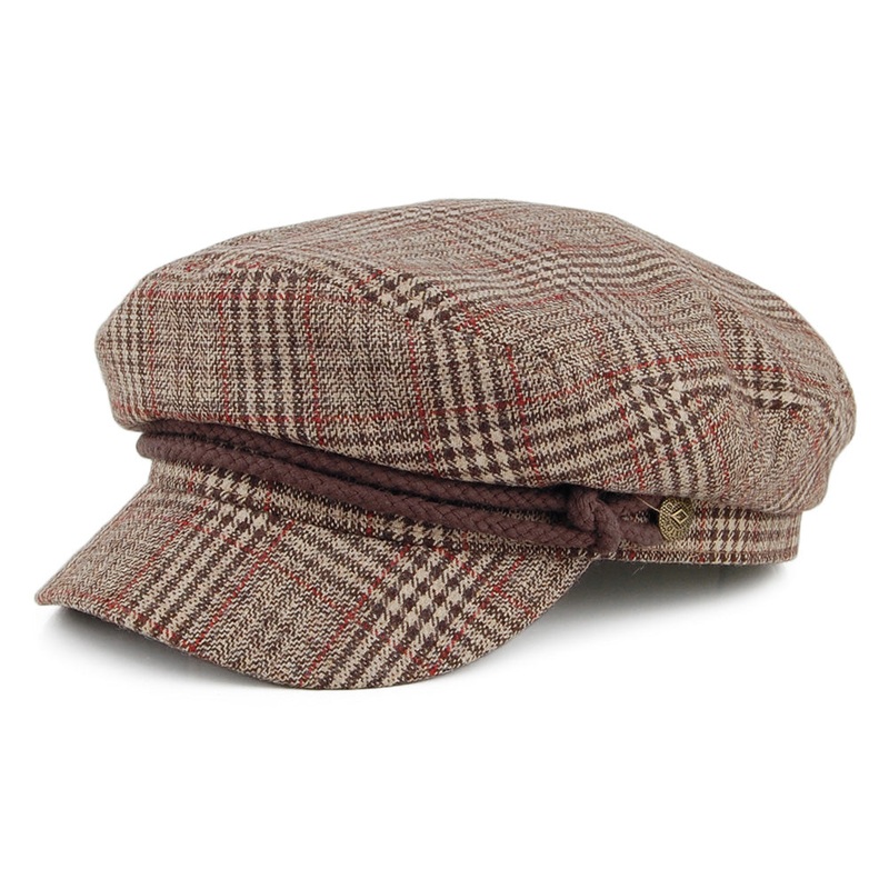 Brixton Hats Plaid Fiddler Cap – Khaki-Brown Small-56cm