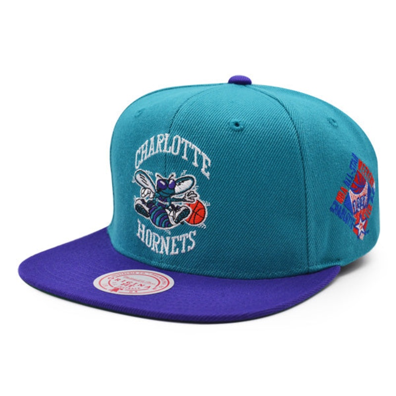 Charlotte Hornets 1991 NBA ALL-STAR GAME Exclusive Mitchell & Ness Snapback Hat – Teal/Purple