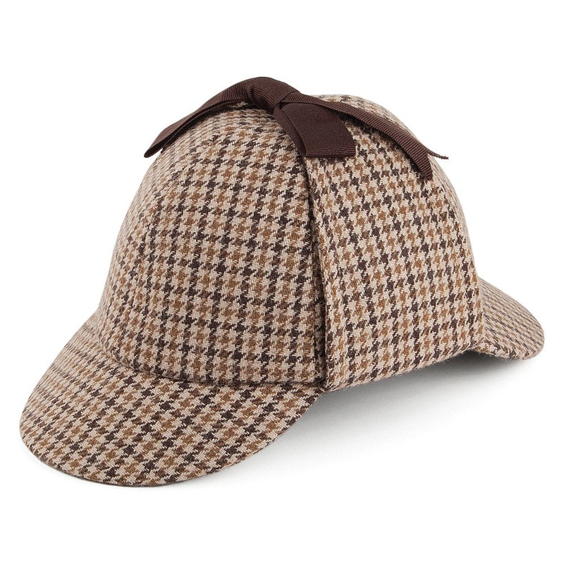 Jaxon & James Houndstooth Sherlock Holmes Deerstalker Hat – Brown S