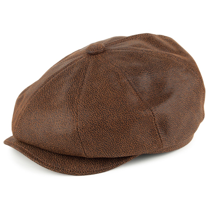 Jaxon & James Leather Newsboy Cap – Brown S