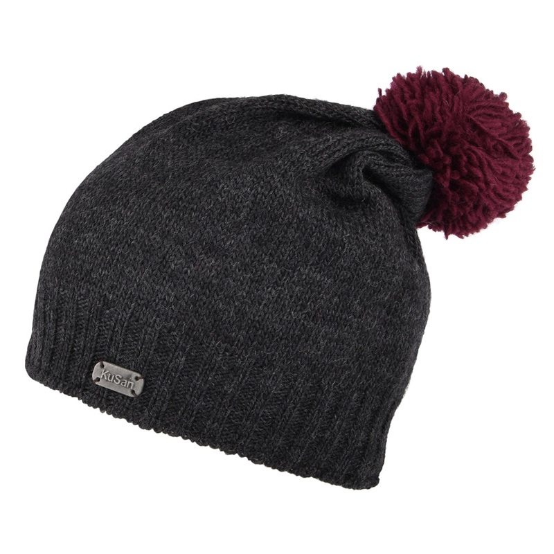 Kusan Contrast Pom Slouch Bobble Hat – Charcoal 1-Size