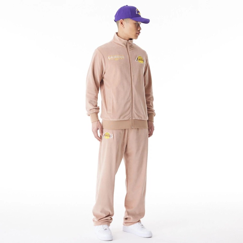 LA Lakers NBA Lifestyle Velour Beige Track Joggers XS