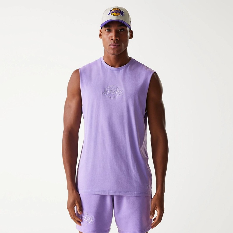 LA Lakers NBA Washed Purple Sleeveless T-Shirt XS