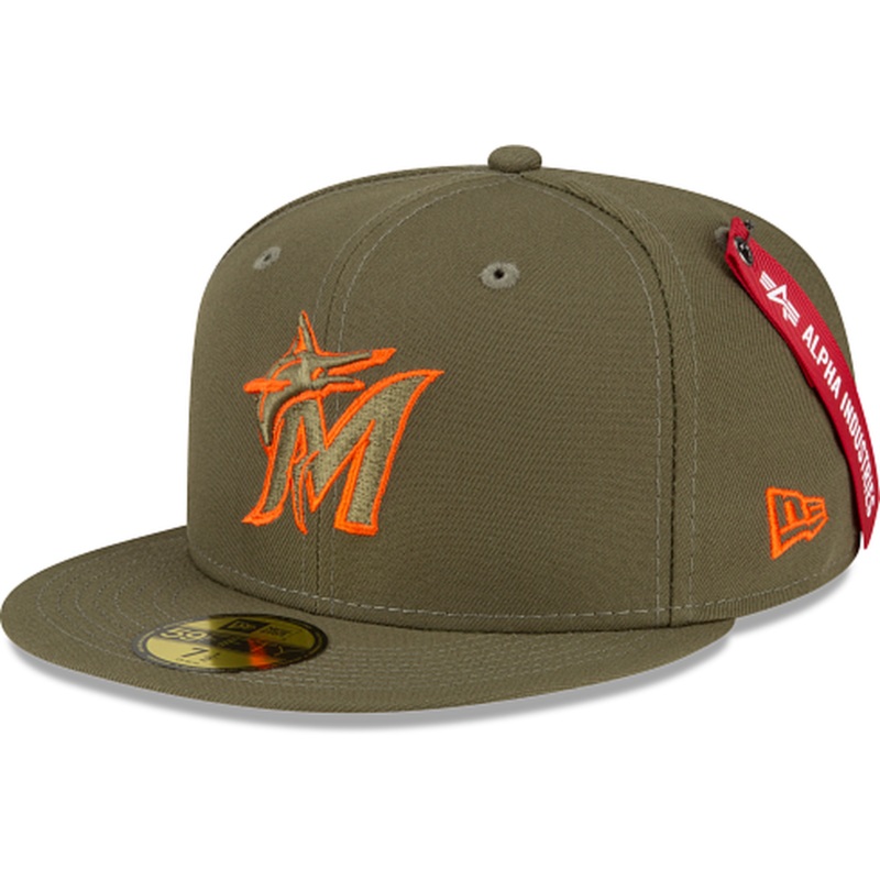 New Era Alpha Industries X Miami Marlins Green 59FIFTY Fitted Hat