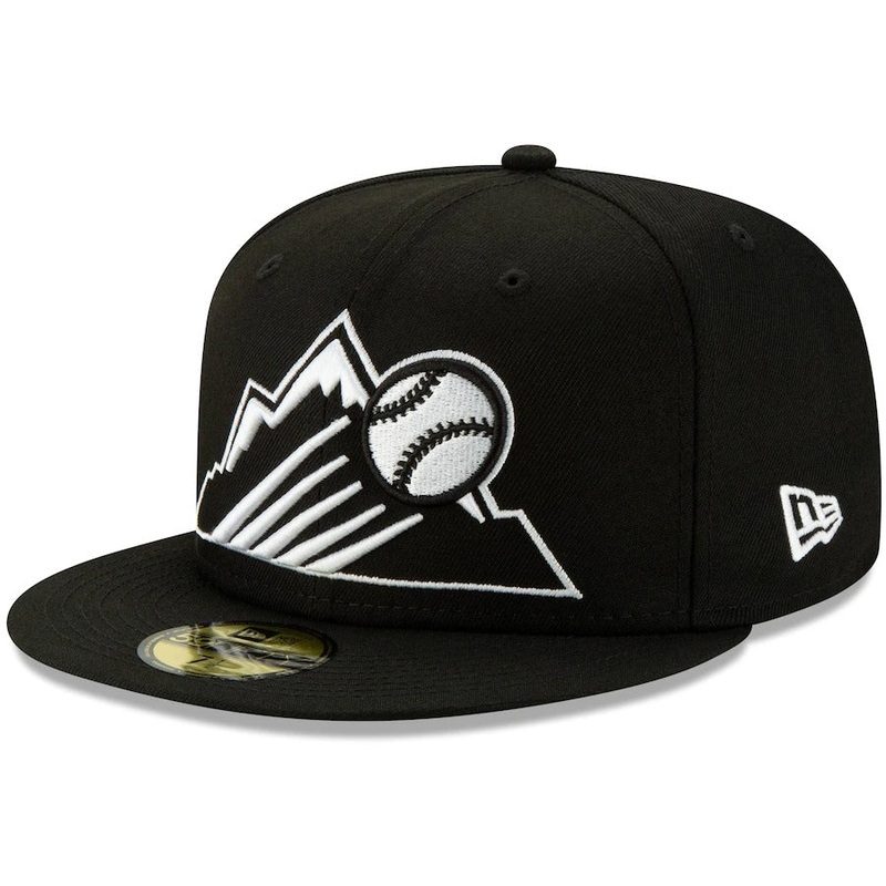 New Era Black Colorado Rockies Monochrome Logo Elements 59FIFTY Fitted Hat