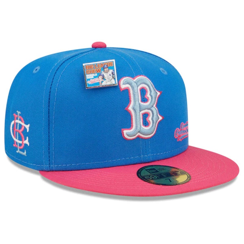 New Era MLB x Big League Chew  Boston Red Sox Curveball Cotton Candy Flavor Pack 59FIFTY Fitted Hat – Blue/Pink
