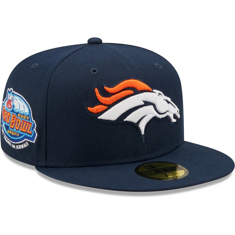 New Era Navy Denver Broncos 2004 Pro Bowl Side Patch Orange Undervisor 59FIFY Fitted Hat