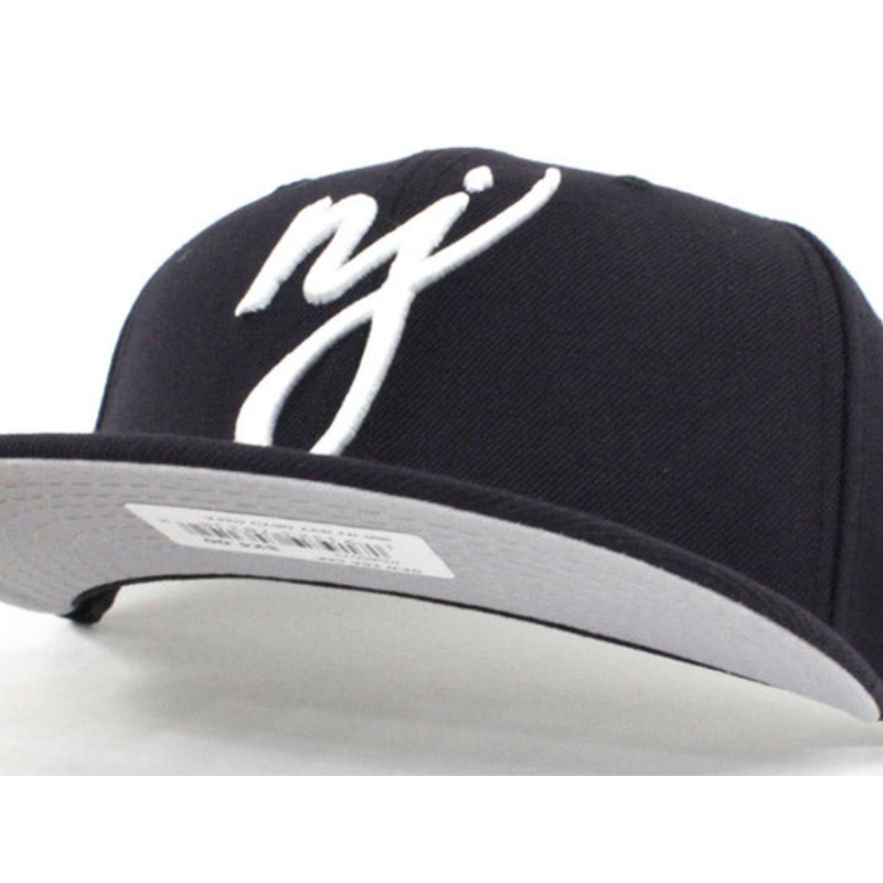 NJ Script  9Fifty Snapback Hat (Navy WHITE GRAY UNDER BRIM) One Size