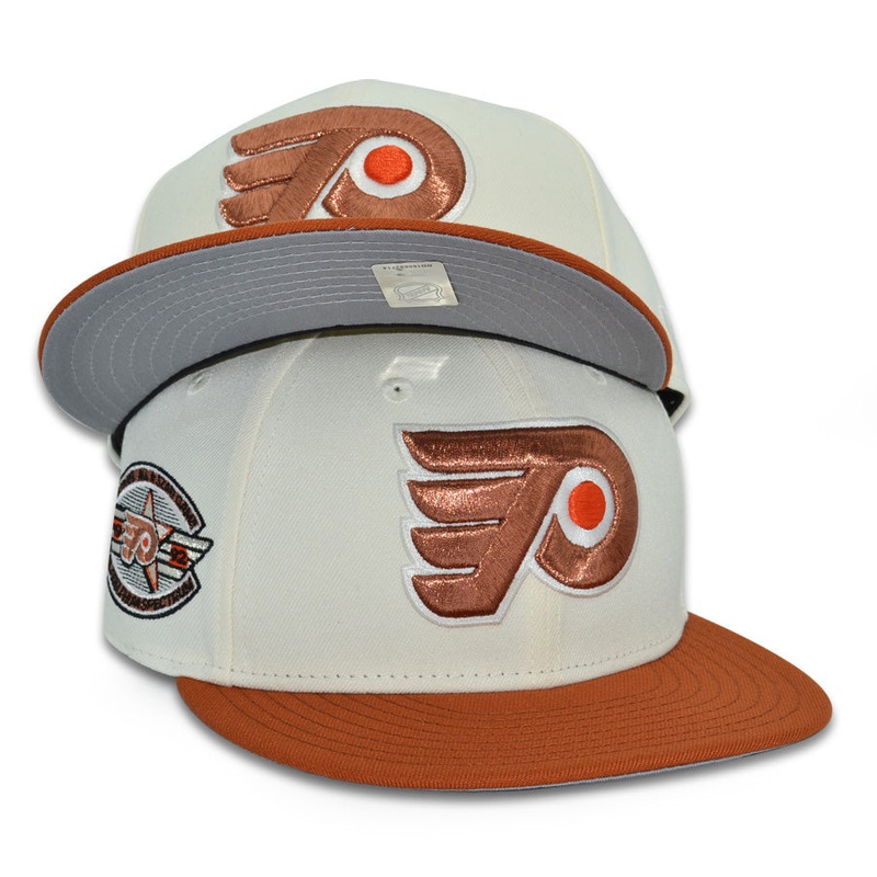 Philadelphia Flyers “PELLE PELLE” Exclusive New Era 59Fifty Fitted Hat – Chrome/Rust 6 7/8