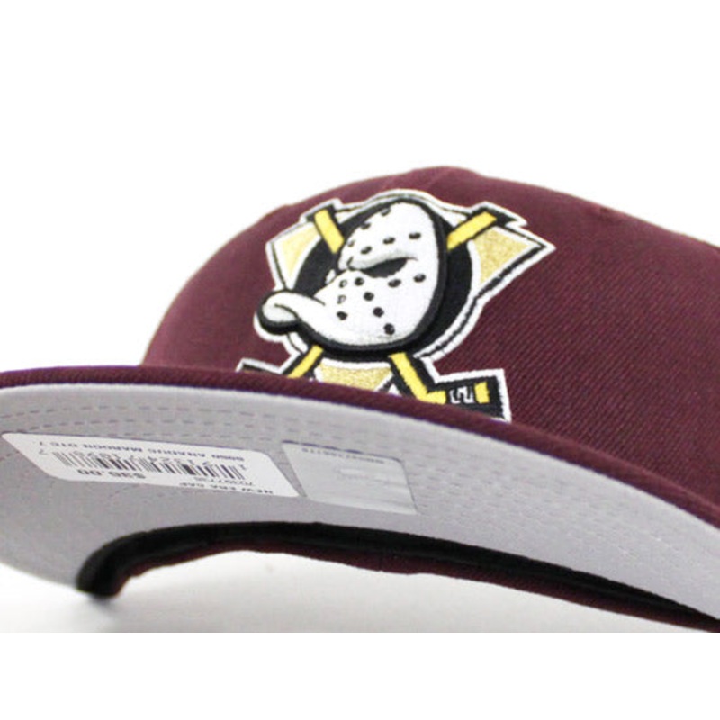 Anaheim Mighty Ducks New Era 59Fifty Fitted Hats (Maroon Gray Under Brim) 7 1/2