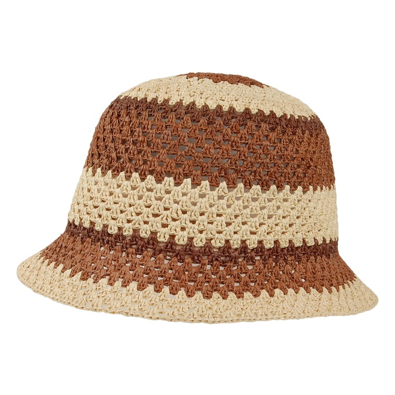 Brixton Hats Essex Raffia Straw Bucket Hat – Tan-Brown Small-56cm