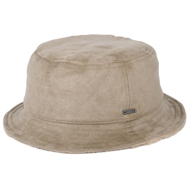 Brixton Hats Reserve Faux Shearling Reversible Bucket Hat – Sand Small/Medium