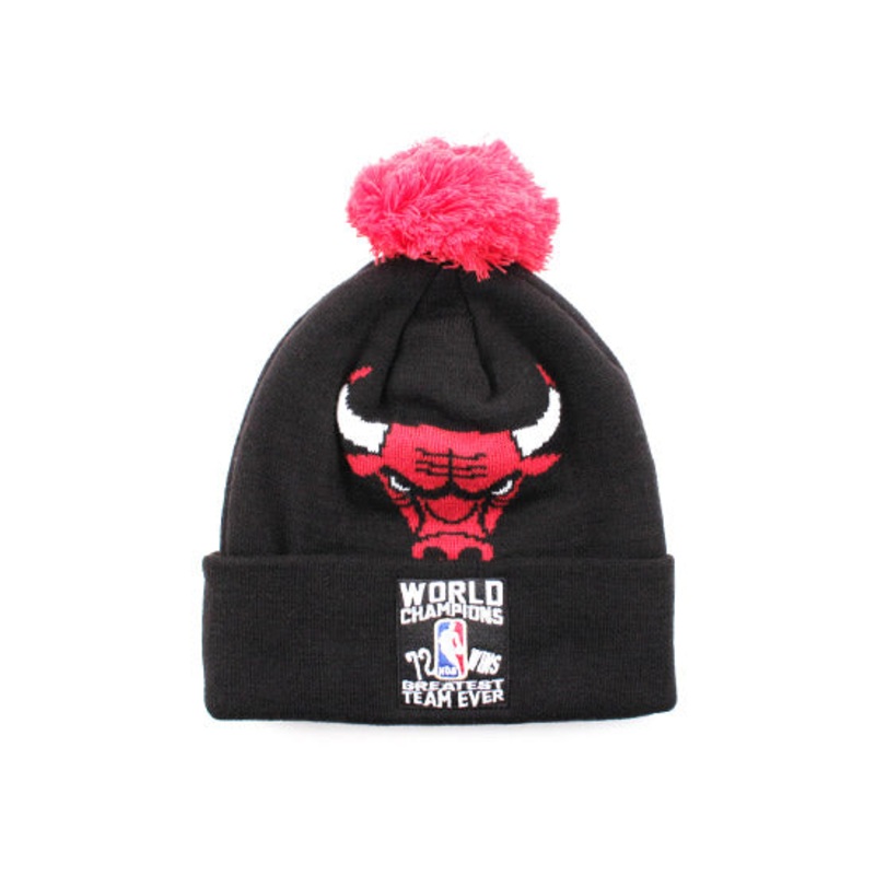 Chicago Bulls World Champions 72 Wins Greatest Team Ever Mitchell and Ness Beanies One Size