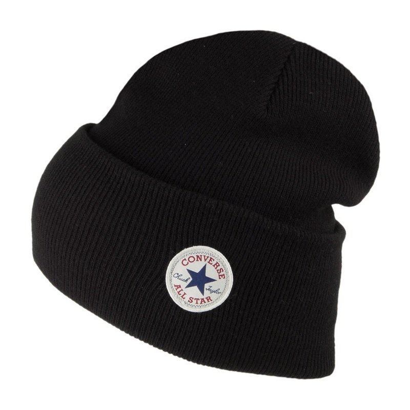 Converse Chuck Taylor Tall Cuffed Beanie Hat – Black 1-Size