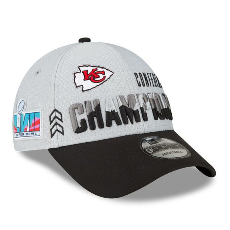 Kansas City Chiefs New Era 2022 AFC Champions Locker Room 9FORTY Adjustable Hat – Gray/Black