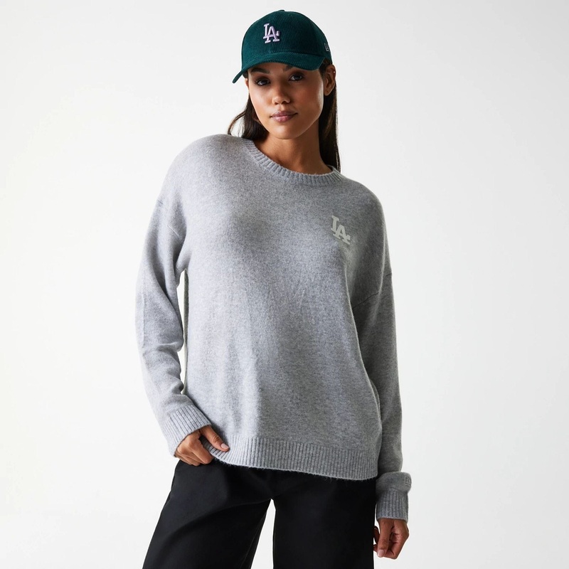 LA Dodgers Womens MLB Knit Grey Crew Neck Sweater XS