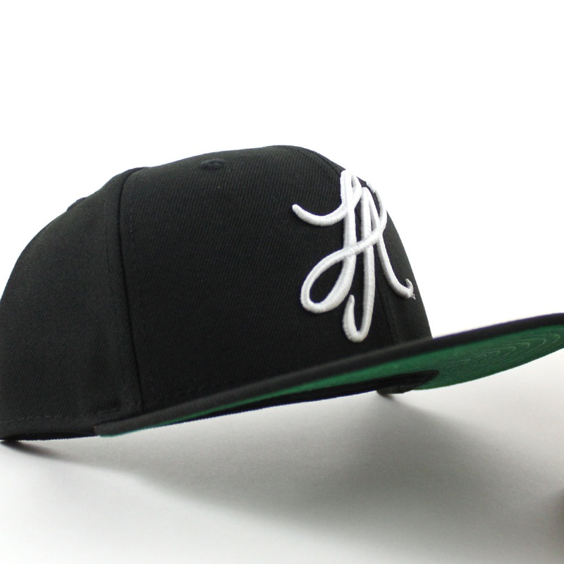 LA Script New Era 59Fifty Hat (Black Green UNDER BRIM) 7