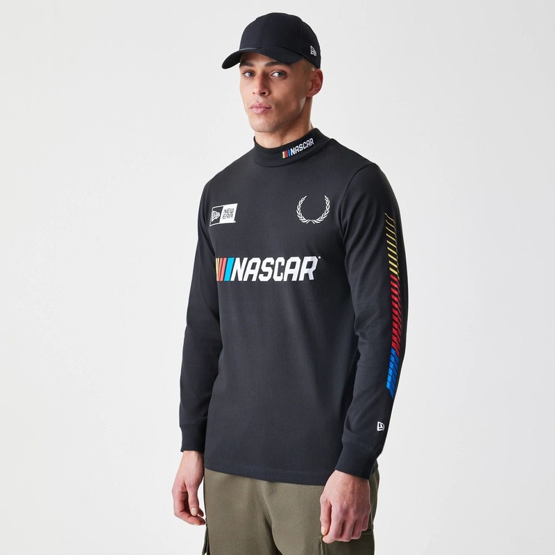 Nascar Generic Logo Modern Driver Black Long Sleeve T-Shirt S