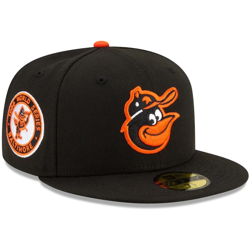 New Era Black Baltimore Orioles Authentic Collection 1966 World Series Replica Floral Undervisor 59FIFTY Fitted Hat