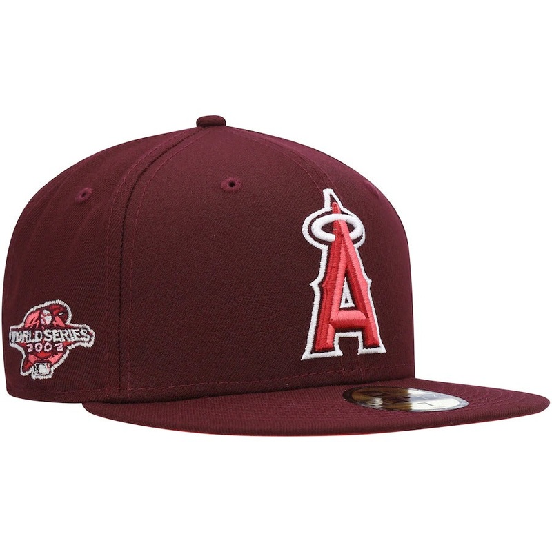 New Era Los Angeles Angels World Series Maroon Color Fam Lava Red Undervisor 59FIFTY Fitted Hat