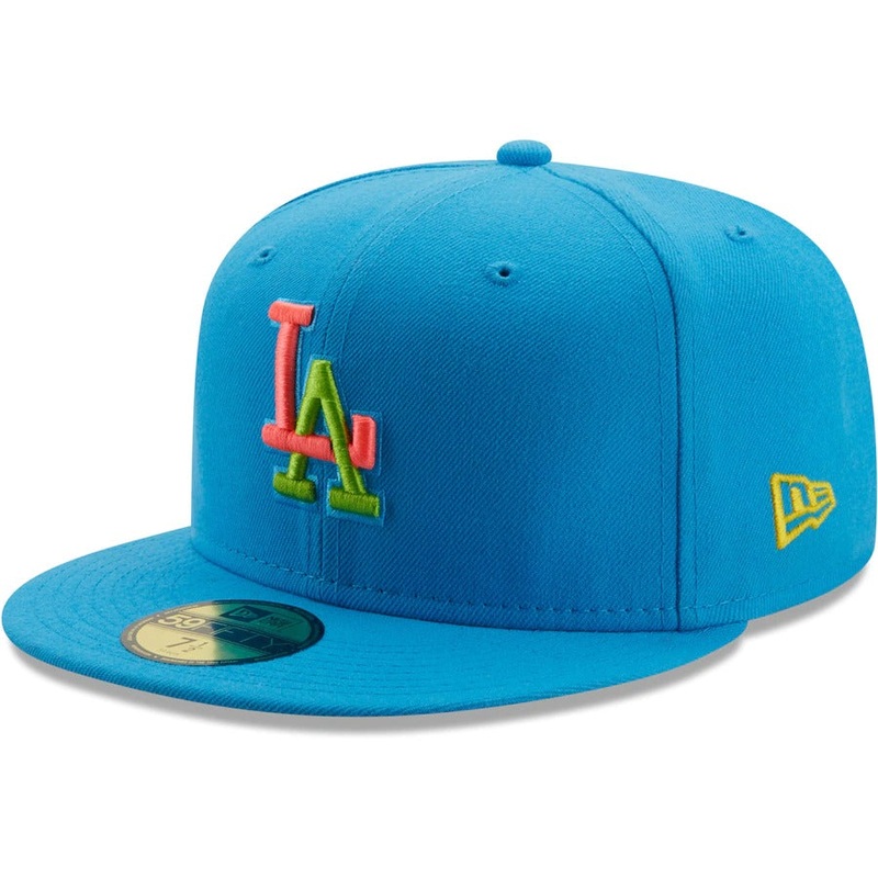 New Era Los Angeles Dodgers Light Blue Pink Glow Undervisor 59FIFTY Fitted Hat