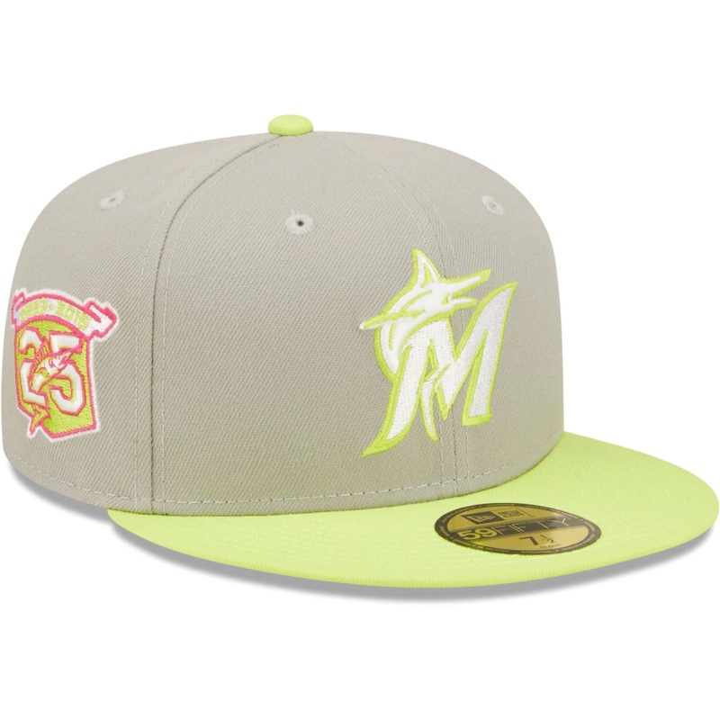 New Era Miami Marlins Gray/Green 25th Anniversary Cyber 59FIFTY Fitted Hat