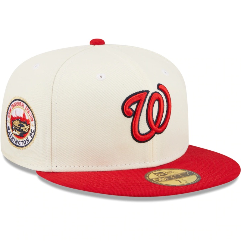 New Era Washington Nationals White/Red Cooperstown Collection 2008 Inaugural Season Chrome 59FIFTY Fitted Hat