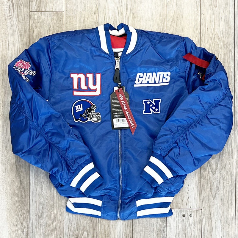 New York Giants New Era Cap X Alpha Industries EXCLUSIVE Bomber Jacket (Team Color) Size M