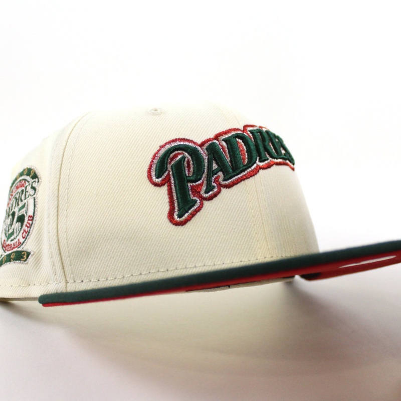 San Diego Padres 25th Anniversary New Era 59Fifty Fitted Hat (Chrome White Green Red Under Brim) 7