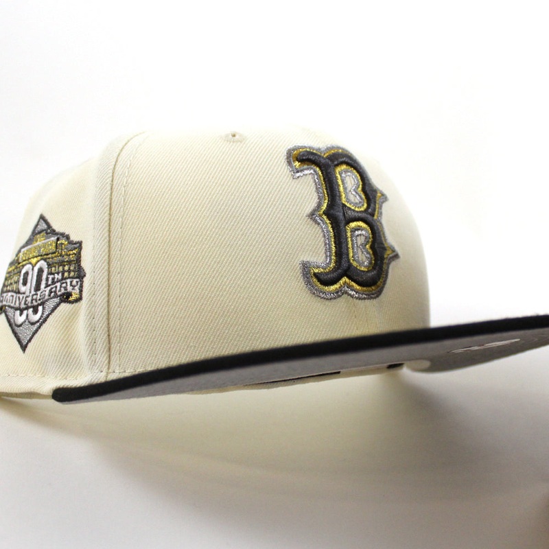 Boston Redsox 90th Anniversary New Era 59Fifty Fitted Hat (Chrome White Black Gray Under Brim) 7