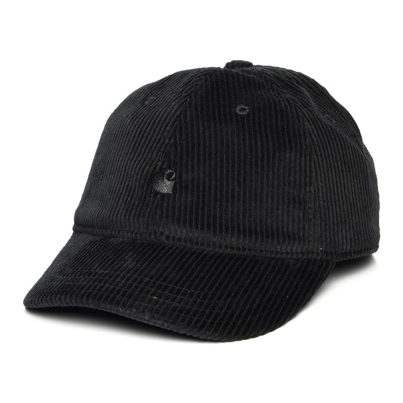 Carhartt WIP Hats Harlem Wide Wale Corduroy Baseball Cap – Black On Black Adjustable
