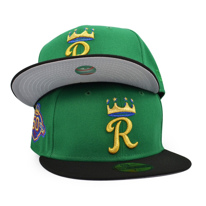 Kansas City Royals 50TH ANNIVERSARY Exclusive New Era 59Fifty Fitted Hat – Green/Black 6 7/8