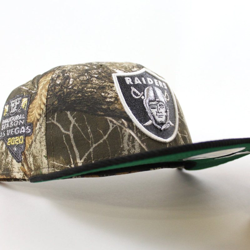Las Vegas Raiders Inaugural Season 2020 New Era 59Fifty Fitted Hat (RealTree Black Green Under Brim) 7