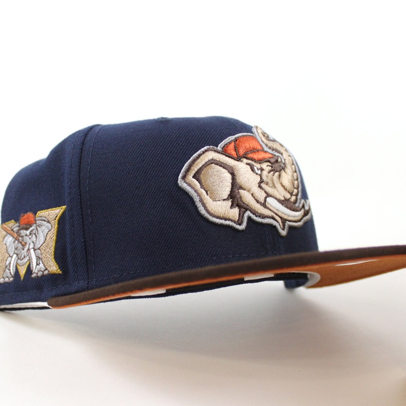 MODESTO AS M ELEPHANT HOMETOWN COLLECTION New Era 59Fifty Fitted Hat (OCEANSIDE BLUE BURNT WOOD RUST ORANGE Under Brim) 7