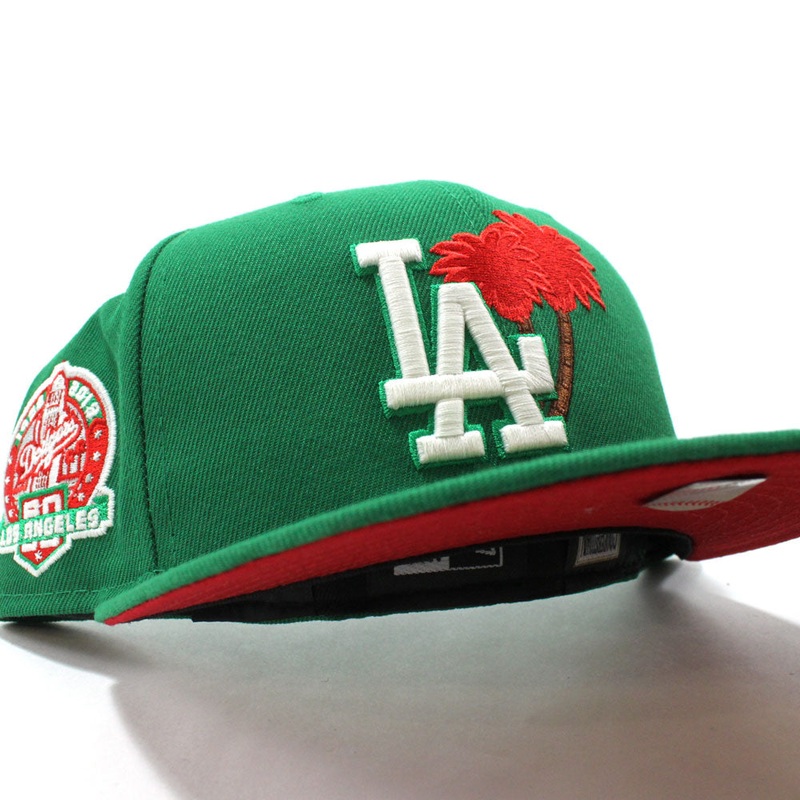 Palm Tree Los Angeles Dodgers 60th Anniversary New Era 59Fifty Fitted Hat (Green Red Under Brim) 7