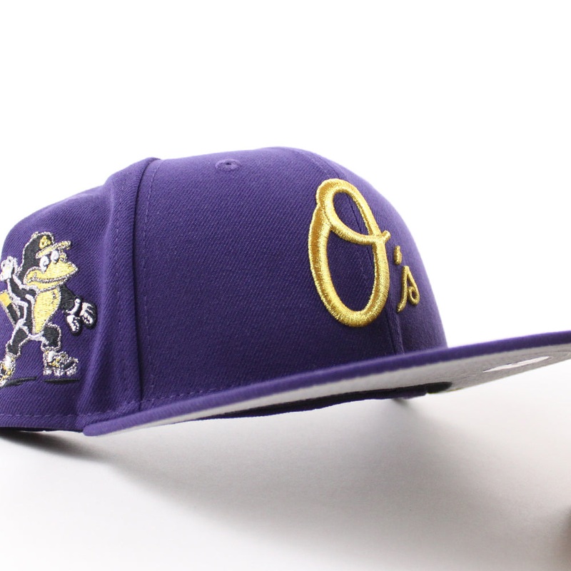 Baltimore Orioles Mascot Patch 59Fifty New Era Fitted Hat (Purple Gray Under Brim) 7