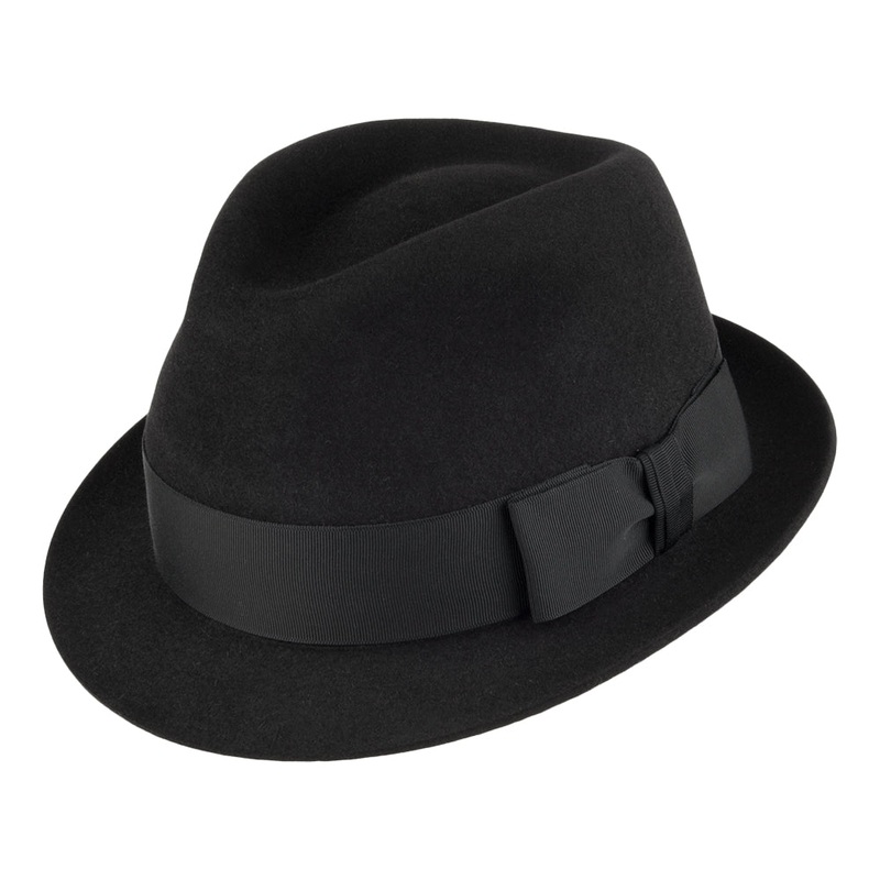 Christys Hats Pinch Vegas Fur Felt Trilby Hat – Black 55