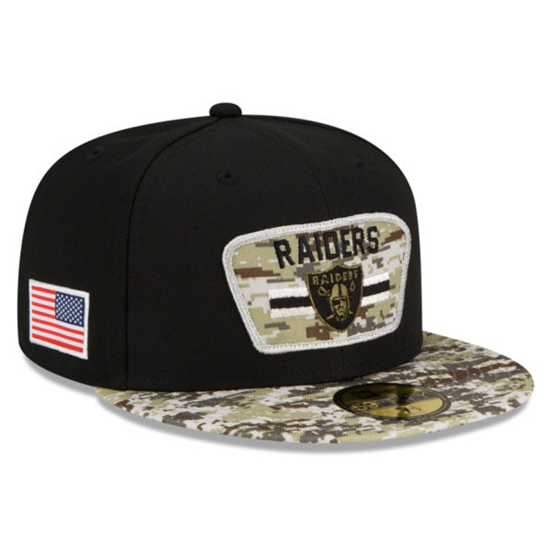 Las Vegas Raiders New Era 2021 Salute To Service 59FIFTY Fitted Hat – Black/Camo 8