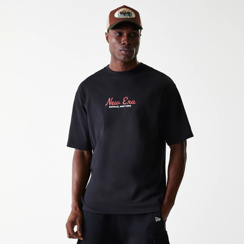 New Era Animal Graphic Black Oversized T-Shirt XS